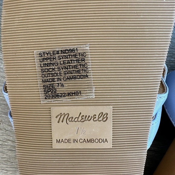 NWOB Madewell The Walker Slide-on Leather Sandal Serene Blue Size 7.5 ND961 - Picture 10 of 10